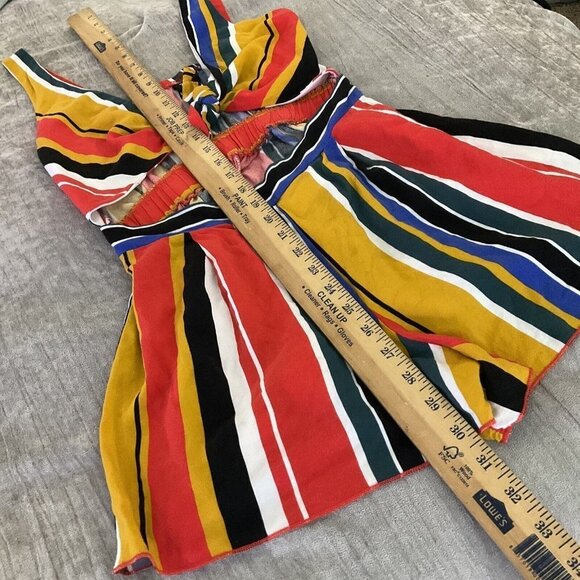 Windsor Colorful Striped Open Tie front One piece Romper Small S - Picture 10 of 11